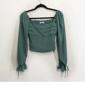Abercrombie & Fitch Green Blouse with Square Neckline
